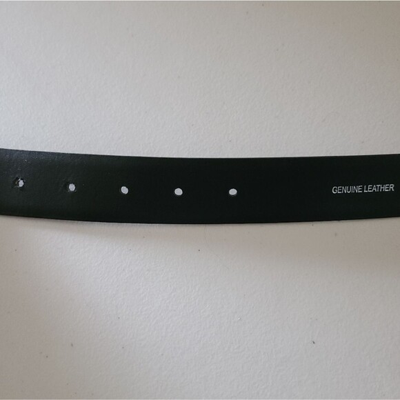 miguel bellido genuine leather belt black leather silver buckle mens size 42 - Picture 4 of 5